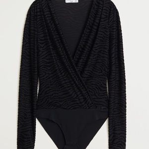 Mango black long sleeve bodysuit